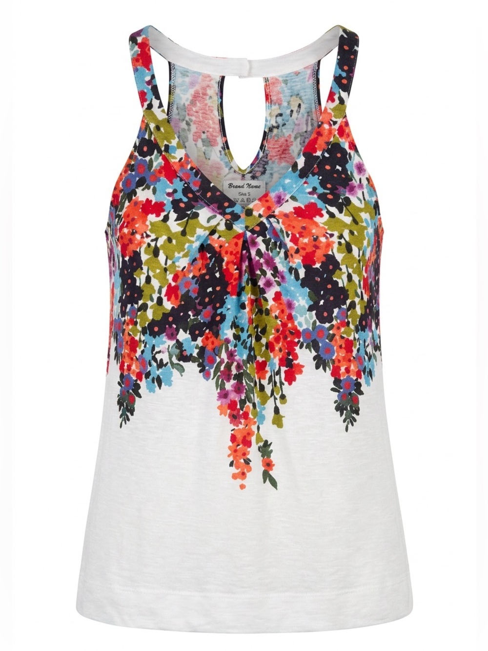 American Eagle Outfitters Floral Keyhole Tank with Multicolor Print -Size Small